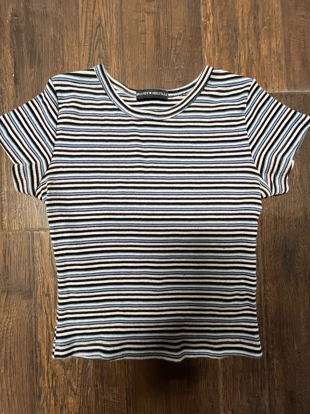 Brandy Melville Classic Striped Tee T Shirt  Ribbed Knit Crewneck